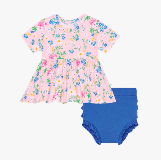 Posh Peanut Nicole Short Sleeve Basic Peplum Top & Bloomer Set - Gabrielle's Biloxi