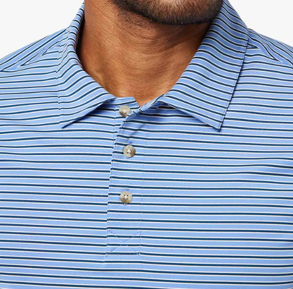 Fair Harbor Ozone Polo - Blue Golf Stripe - Gabrielle's Biloxi