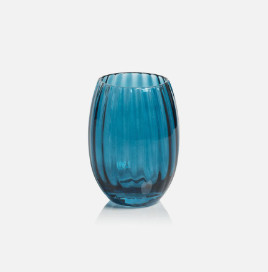 Madeleine Optic Stemless All Purpose Glass - Blue Azure - Gabrielle's Biloxi