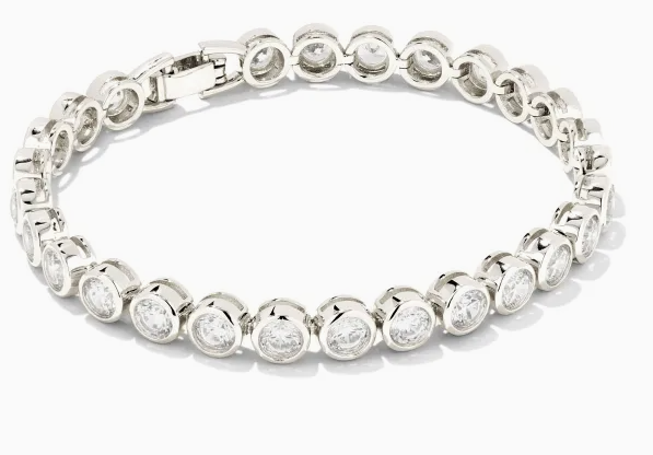 Kendra Scott Carmen Tennis Bracelet Bright Silver Metal White CZ - Gabrielle's Biloxi