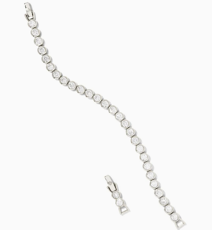 Kendra Scott Carmen Tennis Bracelet Bright Silver Metal White CZ - Gabrielle's Biloxi