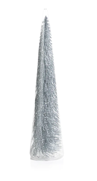 Clear Glass Decorative Tree w/ Silver Glitter-XL - Gabrielle's Biloxi
