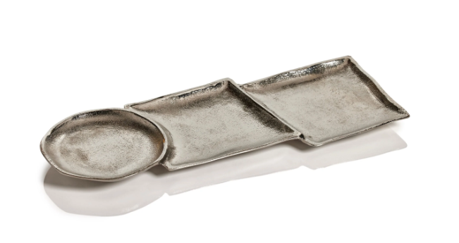 Organic Shape 3 Section Condiment 18" Tray - Gabrielle's Biloxi