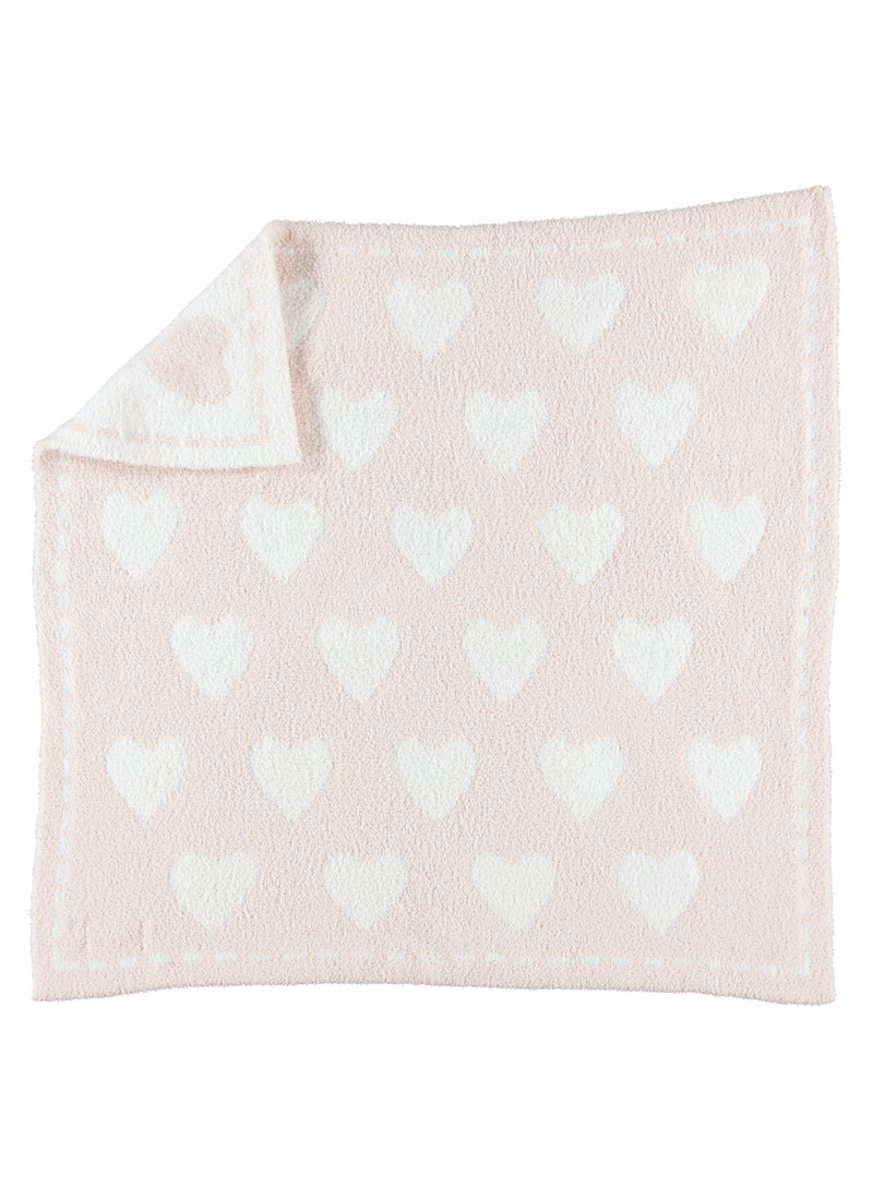 Barefoot Dreams CozyChic Dream Blanket Pink/White Hearts - Gabrielle&