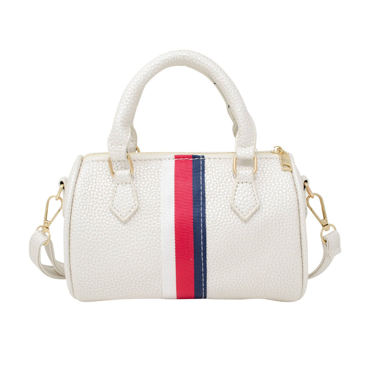 Leather Striped Duffle Handbag - Gabrielle's Biloxi