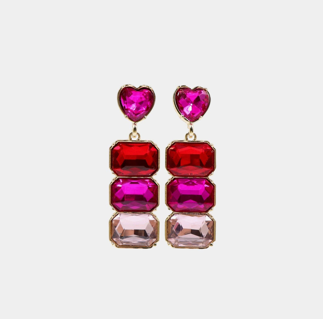 PRE-ORDER Red, Hot Pink & Light Pink Crystal Earring - Gabrielle's Biloxi