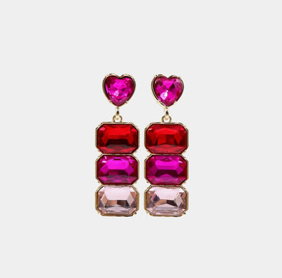 PRE-ORDER Red, Hot Pink & Light Pink Crystal Earring - Gabrielle's Biloxi
