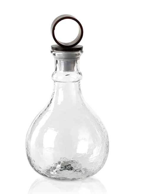Hammered Glass Decanter w/ Iron Stopper 7x13 - Gabrielle's Biloxi