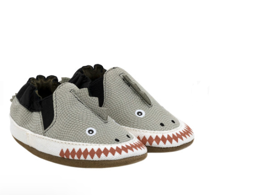 Robeez Dino Dan Soft Sole Grey Boys - Gabrielle's Biloxi