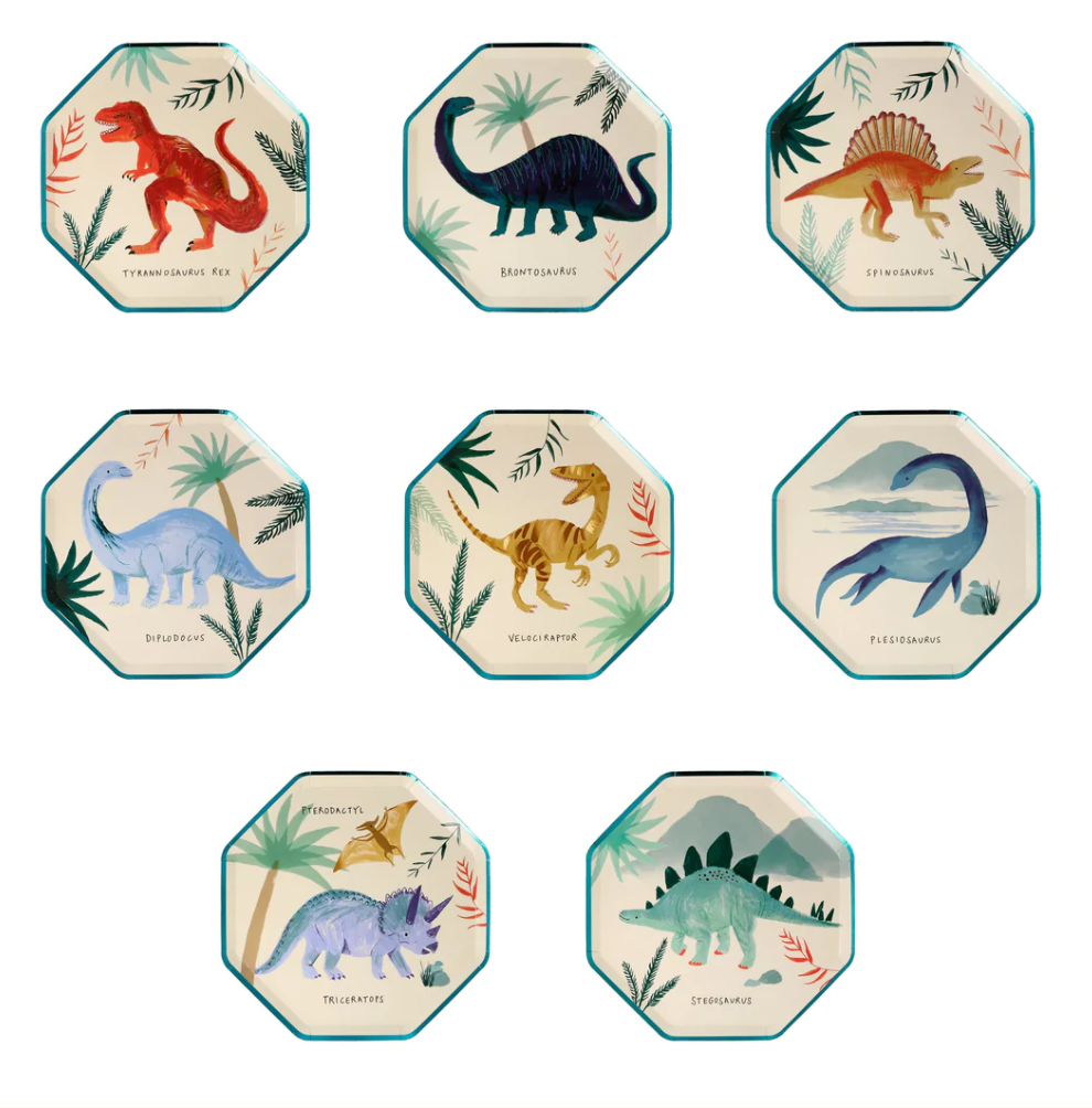 Meri Meri Dinosaur Kingdom Side Plates - Gabrielle's Biloxi