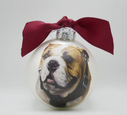 MS State Bulldog Glass Ornament - Gabrielle's Biloxi