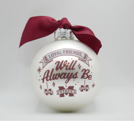 MS State Bulldog Glass Ornament - Gabrielle's Biloxi