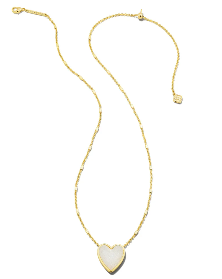 Kendra Scott Heart Pendant Necklace Gold Iridescent Drusy - Gabrielle's Biloxi