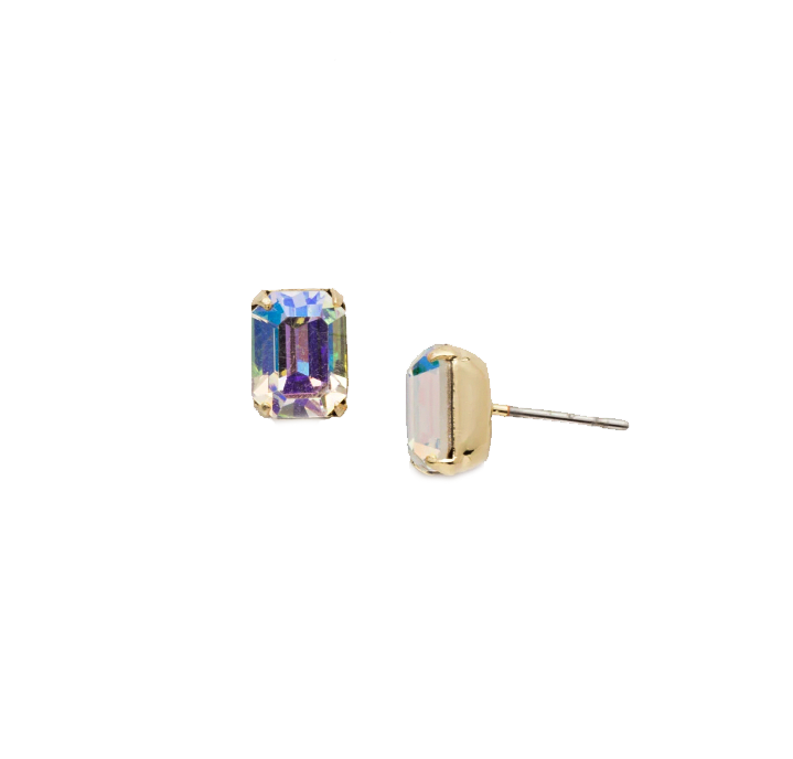 Sorrelli Mini Emerald Cut Stud Earring Crystal Aurora Borealis - Gabrielle&