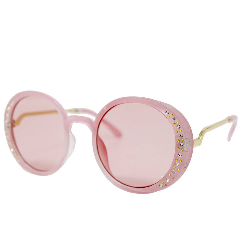 Kids Pink Round Crystal Sunglasses - Gabrielle's Biloxi