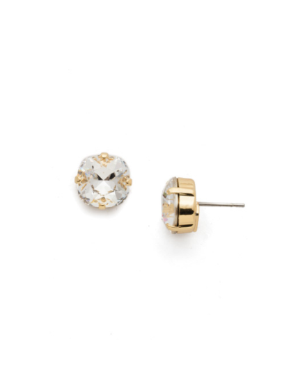 Sorrelli Halcyon Stud Earrings Bright Gold White Magnolia - Gabrielle&