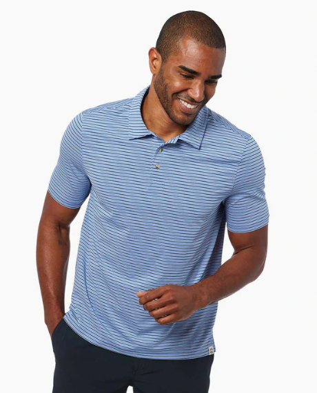 Fair Harbor Ozone Polo - Blue Golf Stripe - Gabrielle's Biloxi
