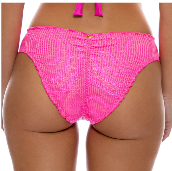 Luli Fama Seamless Full Ruched Back Bottom - Metallic Hot Pink - Gabrielle's Biloxi