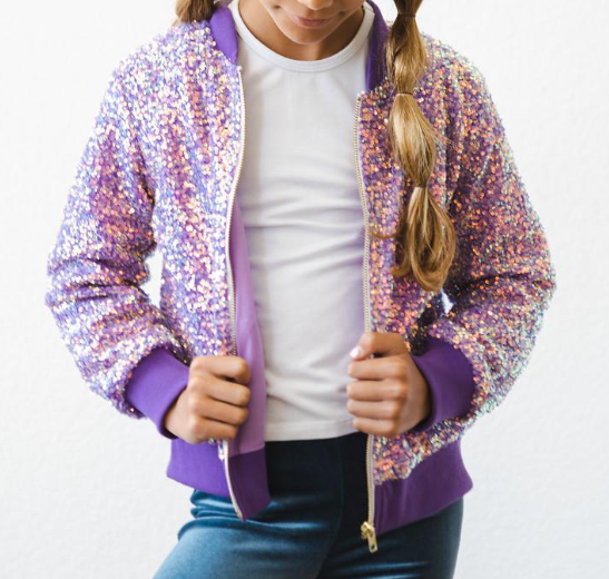 Girls Purple Sequin Jacket - Gabrielle&
