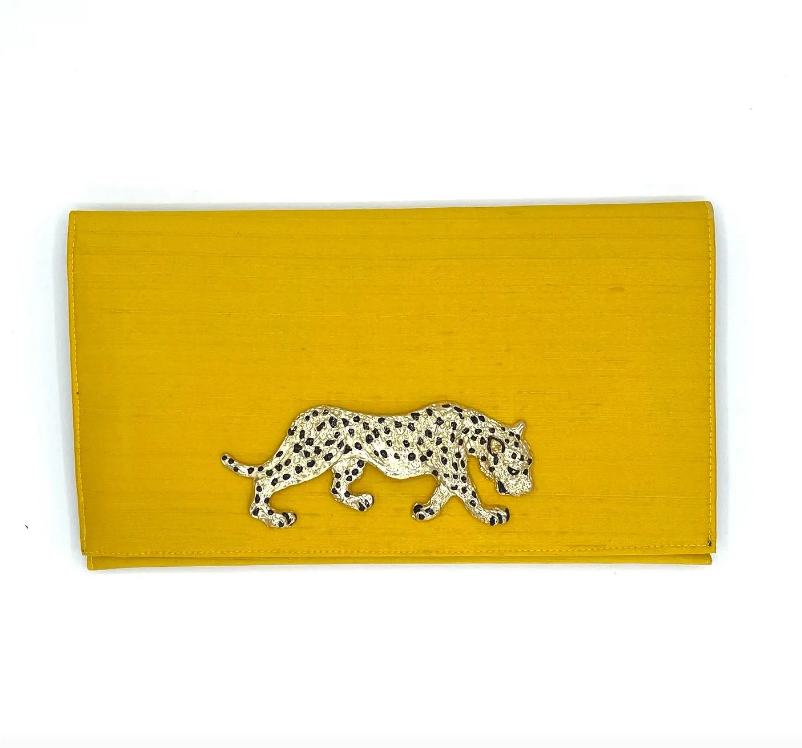 Clutch Yellow Silk - Leopard - Gabrielle's Biloxi