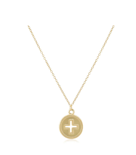 ENewton 16" Necklace Gold - Signature Cross Gold Disc - Gabrielle's Biloxi