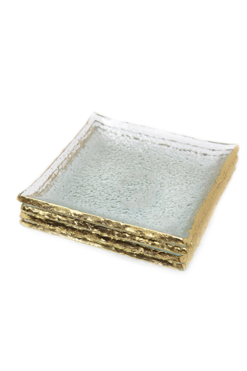 Goldedge Handcrafted Crystal 5" Square Plate Set - Gabrielle&