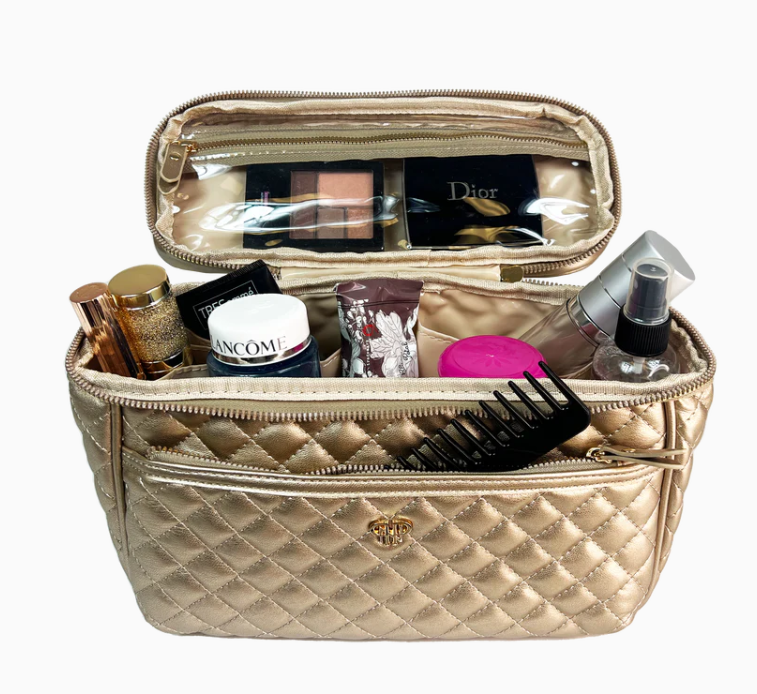 Pursen Classic Train Case Gold Quilted Gabrielle's Biloxi