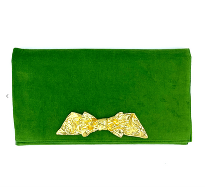 Clutch Green Velvet - Bow - Gabrielle's Biloxi