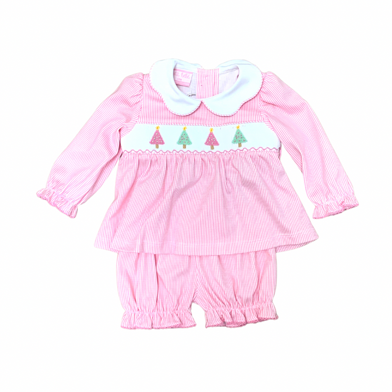 Pastel Trees - Pink Check Knit Bloomer Set - Gabrielle&