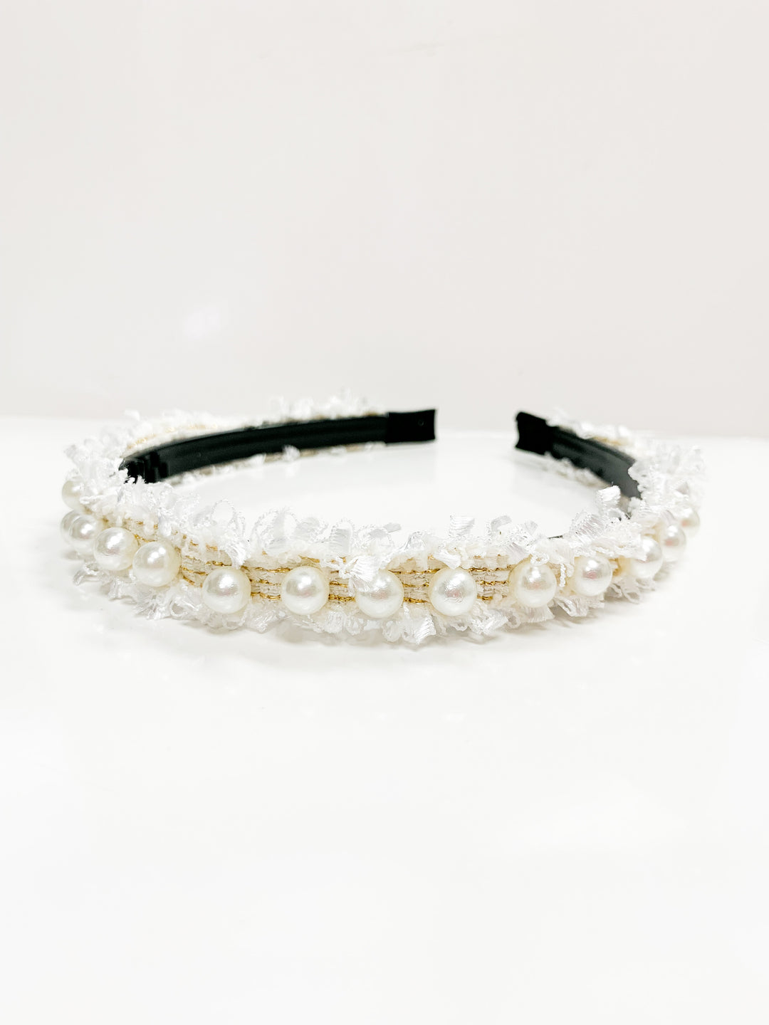 Girl's Tweed Headband - Ivory - Gabrielle's Biloxi