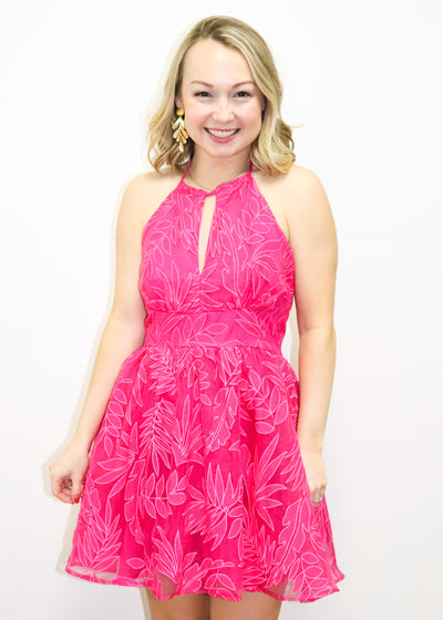 LBLOX Halter Dress Hot Pink - Gabrielle's Biloxi