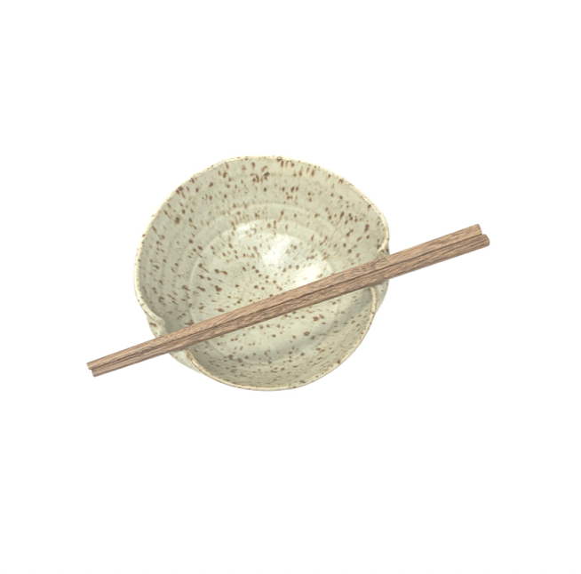 Dock 6 Pottery Squared Off Chopstick Bowl w/ Chopsticks - Speckled White - Gabrielle's Biloxi