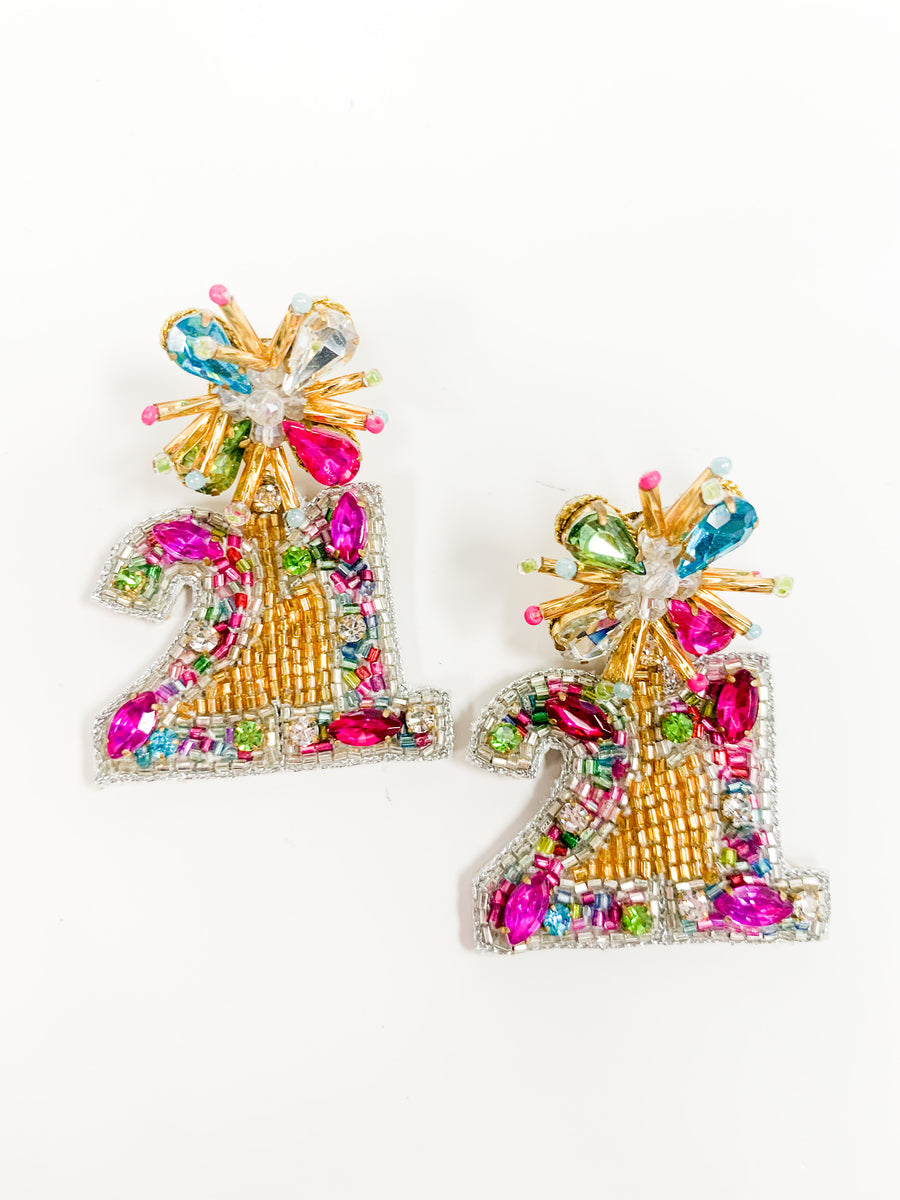 Beaded Birthday Earrings 21 Gabrielle's Biloxi - Main Image
