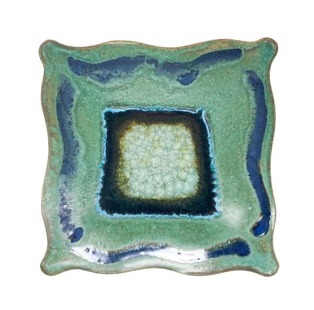 Dock 6 Pottery Large Square Wavy Edge Tray With Glass - Gabrielle's Biloxi