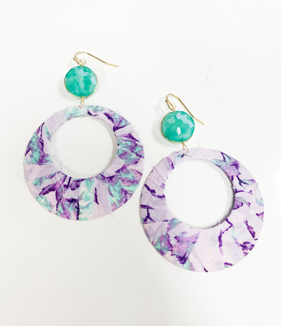 Floral Fabric Wrapped Earrings - Gabrielle's Biloxi