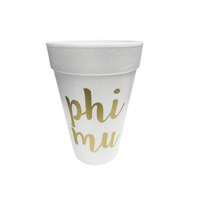 Phi Mu Letter Script Styrofoam Cups - Gabrielle's Biloxi