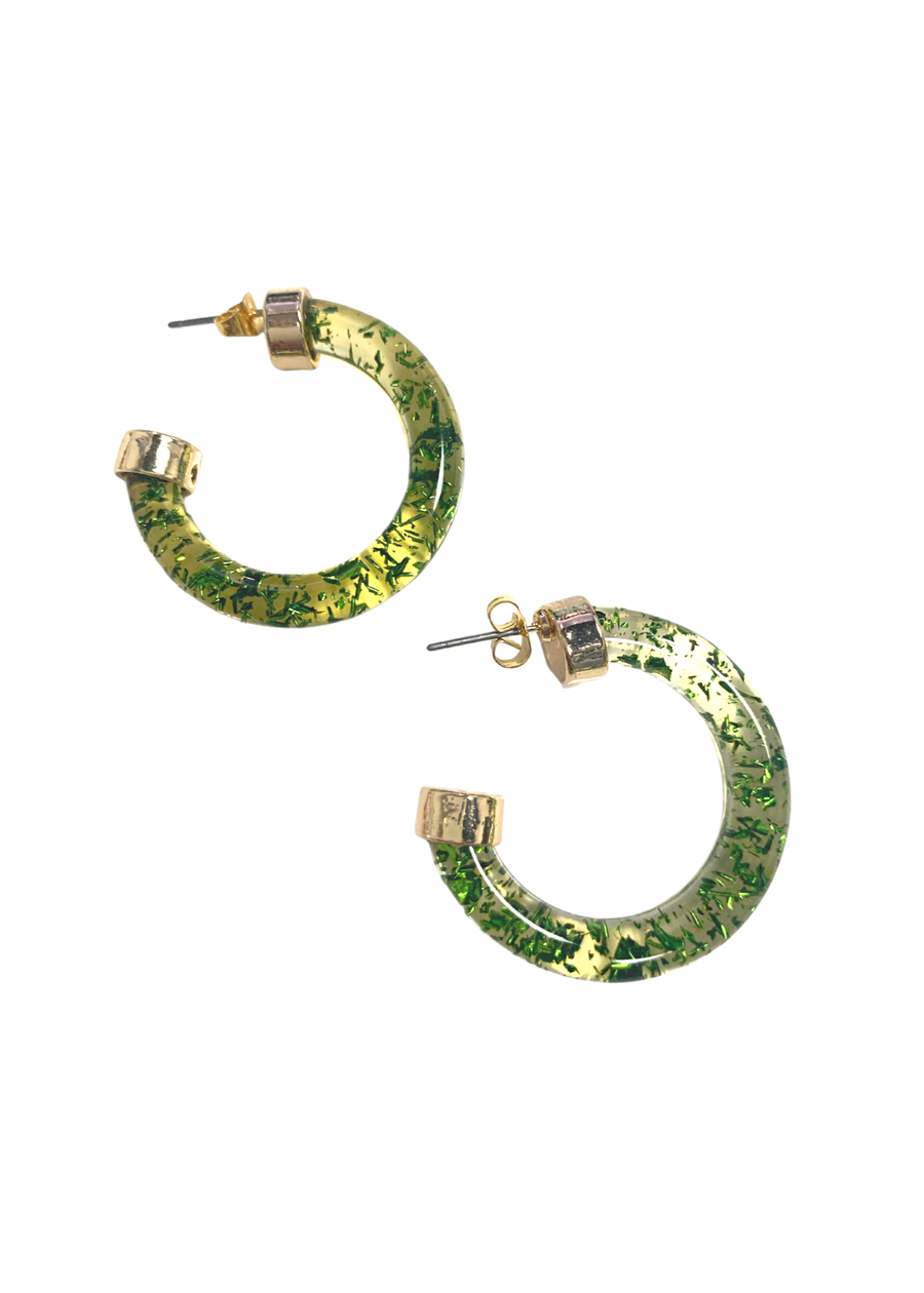 Mini Hoops - Green Foil - Gabrielle's Biloxi