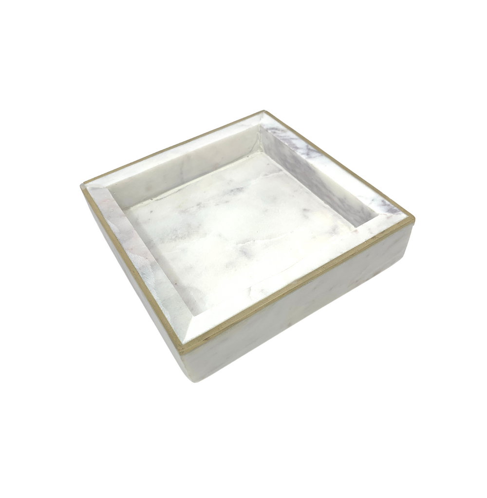 Marble Square Box with Brass - Gabrielle's Biloxi