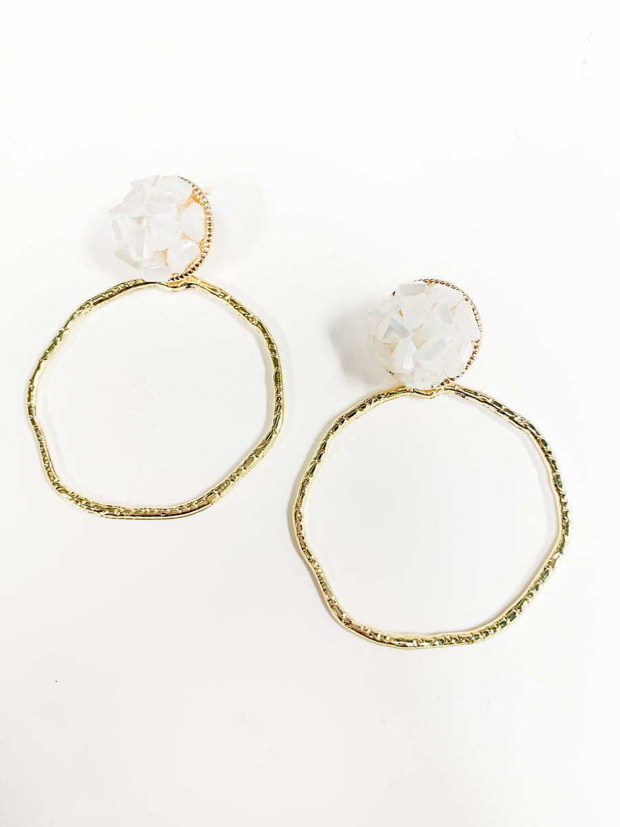 Glass Hoop Earrings - White - Gabrielle's Biloxi