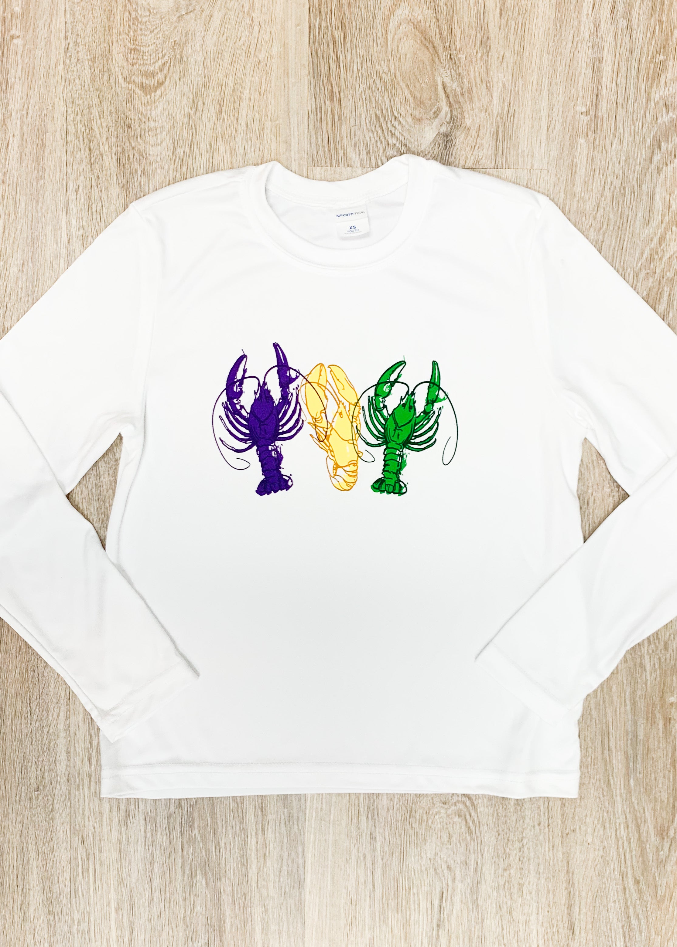 Mardi Gras Kids Crawfish Long Sleeve Dri-Fit Shirt - Gabrielle's Biloxi