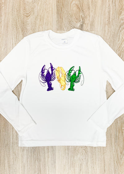 Mardi Gras Kids Crawfish Long Sleeve Dri-Fit Shirt - Gabrielle's Biloxi