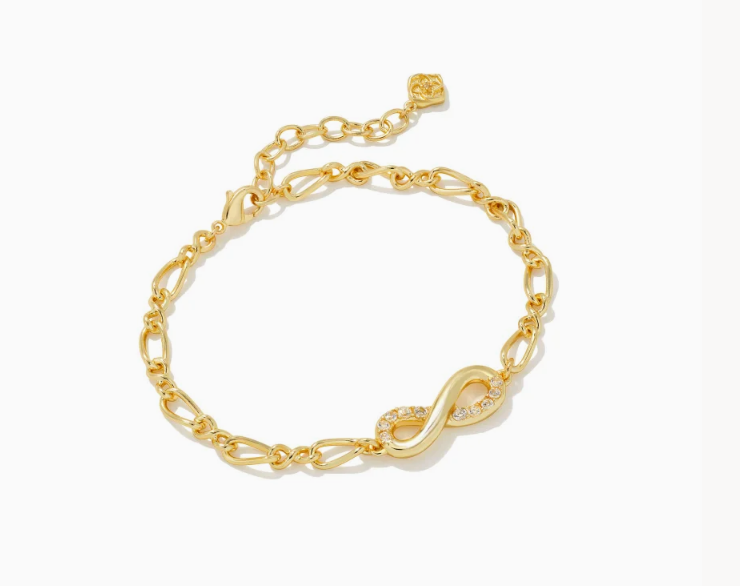 Kendra Scott Annie Infinity Chain Bracelet Gold White Crystal - Gabrielle&