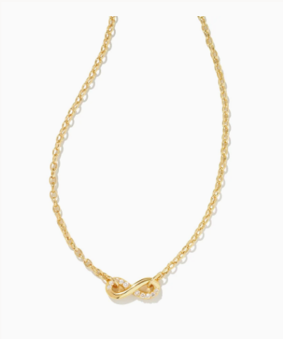 Kendra Scott Annie Infinity Pendant Necklace Gold White Crystal - Gabrielle's Biloxi