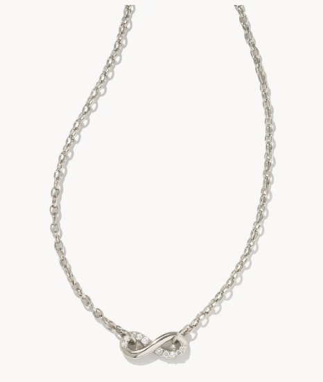 Kendra Scott Annie Infinity Pendant Necklace Rhodium White Crystal - Gabrielle's Biloxi