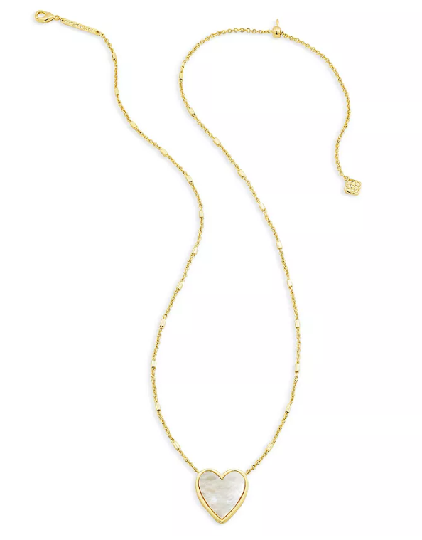 Kendra Scott Heart Pendant Necklace Gold Ivory Mother of Pearl - Gabrielle&
