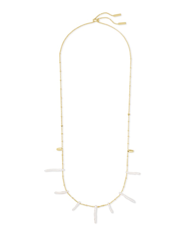 Kendra Scott Eileen Long Strand Necklace Gold White Pearl - Gabrielle's Biloxi