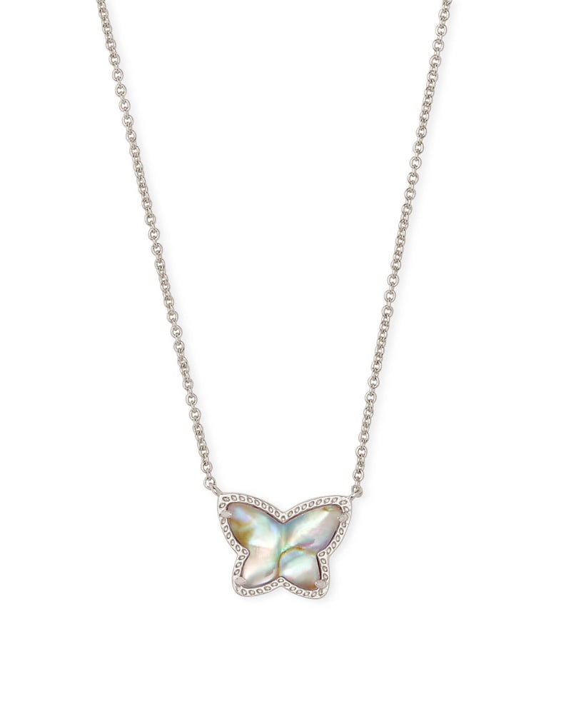 Kendra Scott Lillia Butterfly Necklace Rhodium Iridescent Abalone - Gabrielle&