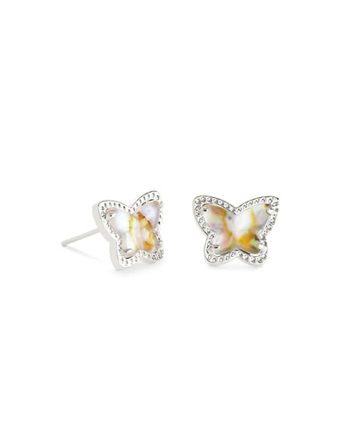 Kendra Scott Lillia Butterfly Stud Earrings Rhodium Iridescent Abalone - Gabrielle's Biloxi