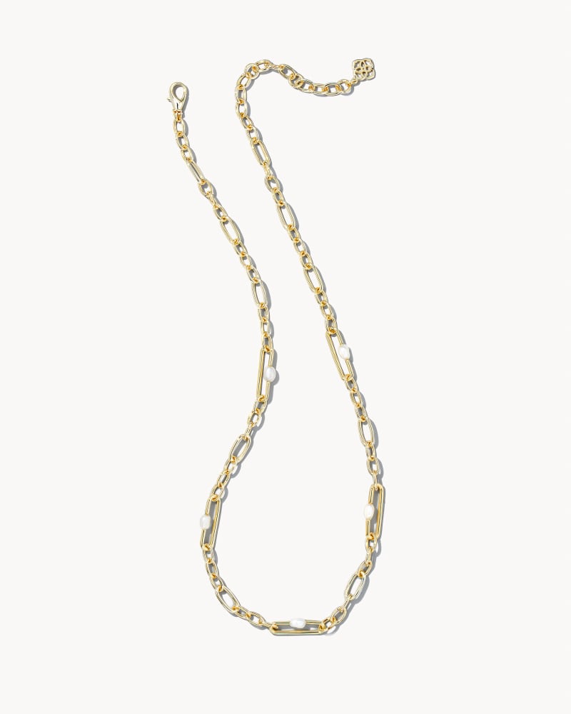 Kendra Scott Lindsay Chain Necklace Gold White Pearl - Gabrielle&