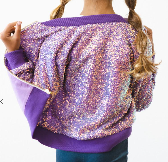 Girls Purple Sequin Jacket - Gabrielle&